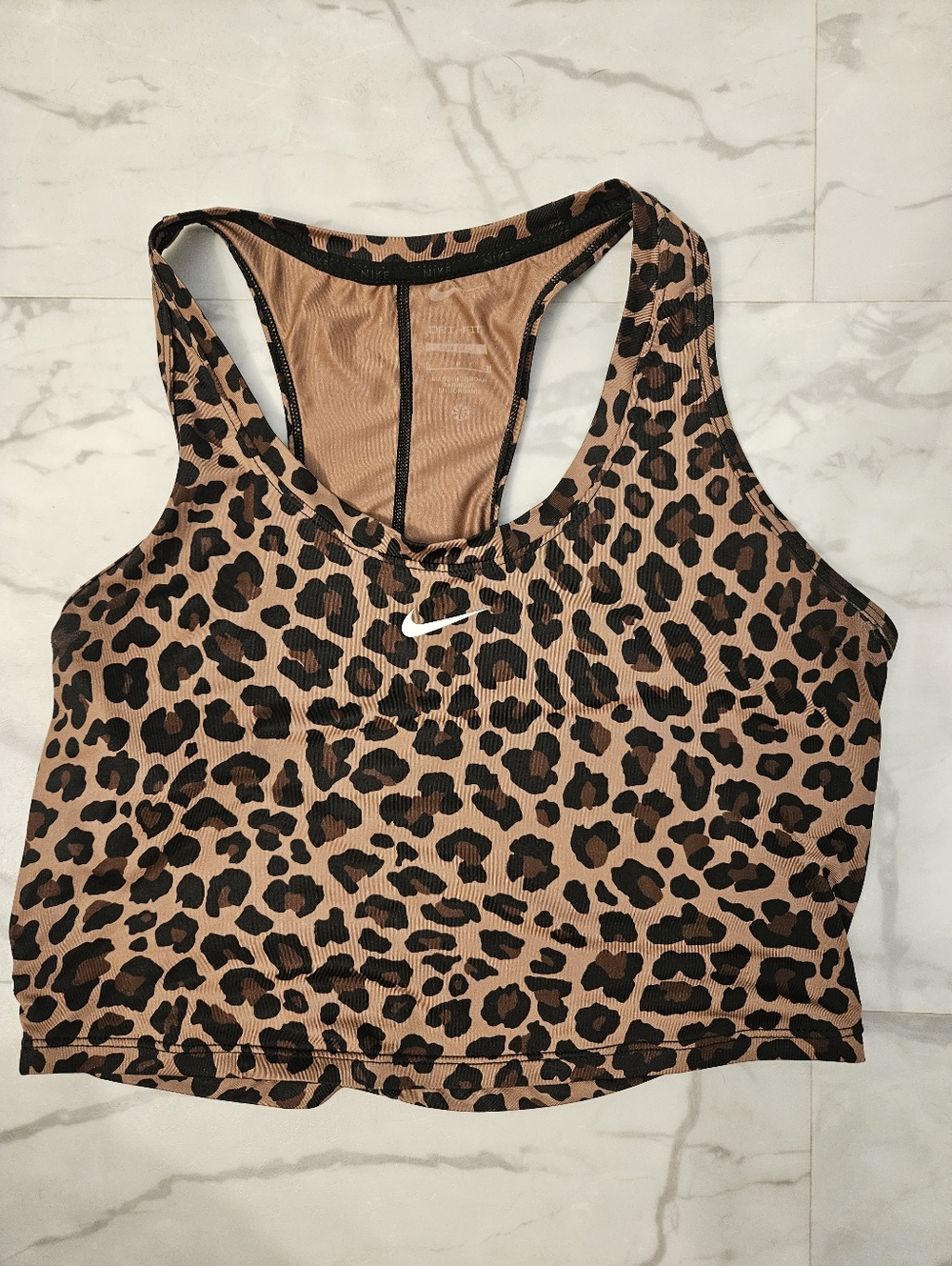 Nike Leopard-Print Sports Crop Top - Brown & Black